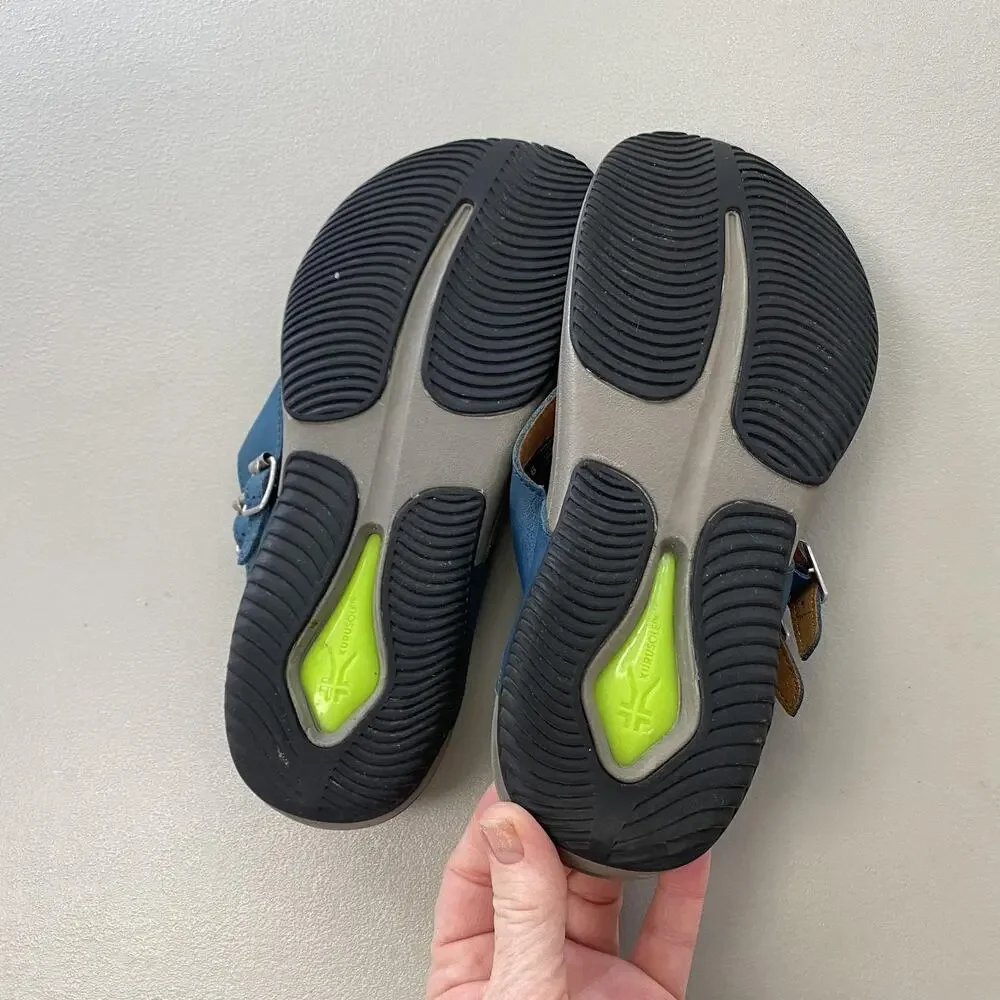 KURU Suomi Sandals Womens 9 Blue Leather Thong Buckle Comfort Arch Support Shoes - Picture 11 of 13